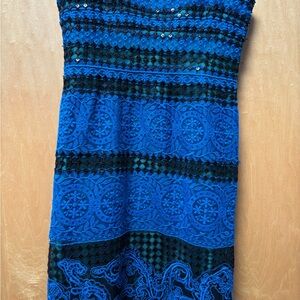 BCBGMaxAzria Blue and Black Lace Dress